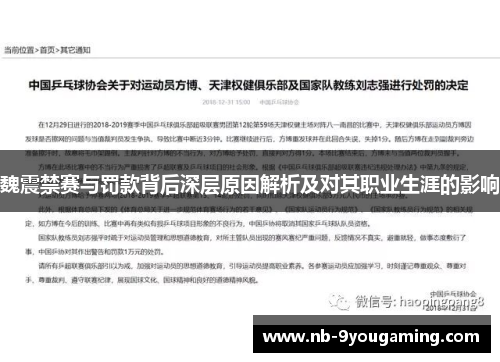 魏震禁赛与罚款背后深层原因解析及对其职业生涯的影响